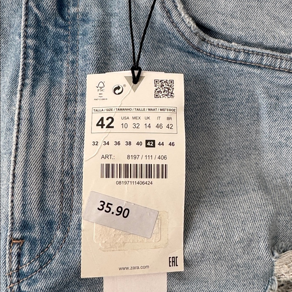 ZARA NWT High Rise Distressed Denim Cutoff Shorts - Size 10 - Picture 5 of 5